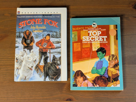 John Reynolds Gardiner 2-Pack Books: Stone Fox, Top Secret (Vintage Paperbacks)