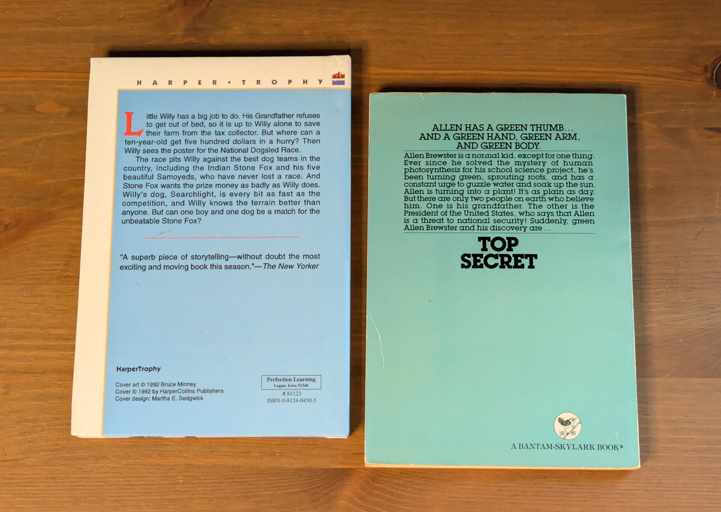 John Reynolds Gardiner 2-Pack Books: Stone Fox, Top Secret (Vintage Paperbacks)
