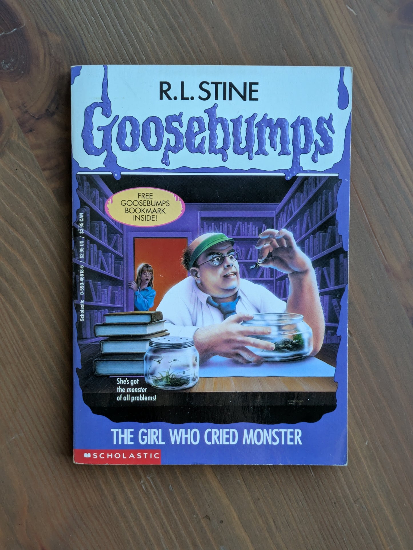 Girl Who Cried Monster, The (1st Print Goosebumps #8) by R.L. Stine - RARE Bookmark Attached