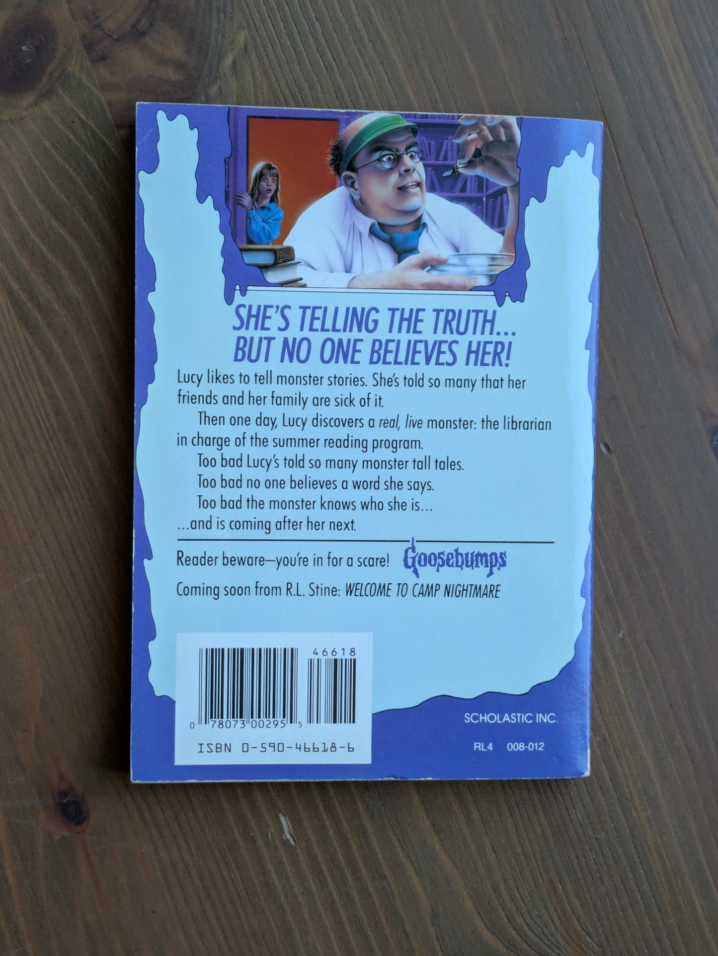 Girl Who Cried Monster, The (1st Print Goosebumps #8) by R.L. Stine - RARE Bookmark Attached