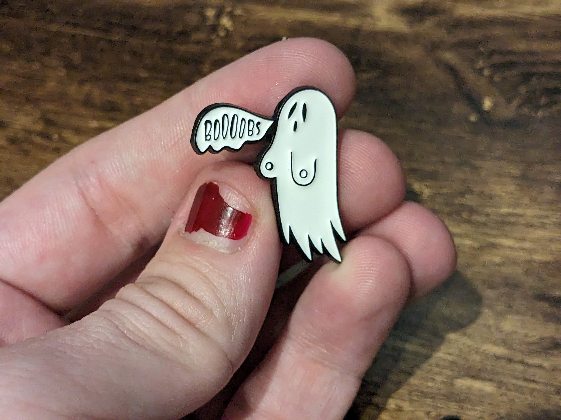 Boobs: Funny Ghost Goth Fashion Halloween Enamel Pin