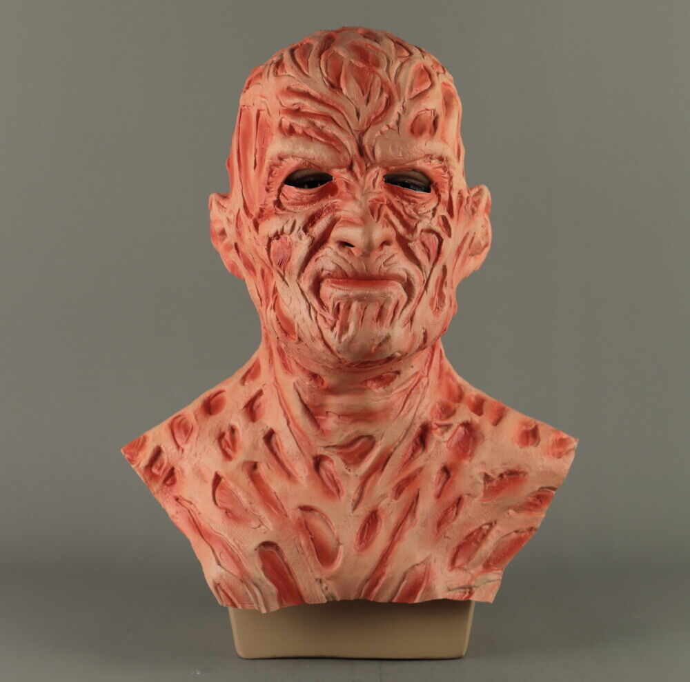 FREDDY KREUGER Latex MASK- Amazing Nightmare on Elm Street Burned Villian Halloween Costume, Adult Sized Spooky Effects, Horror Movie Outfit - Asylum Books