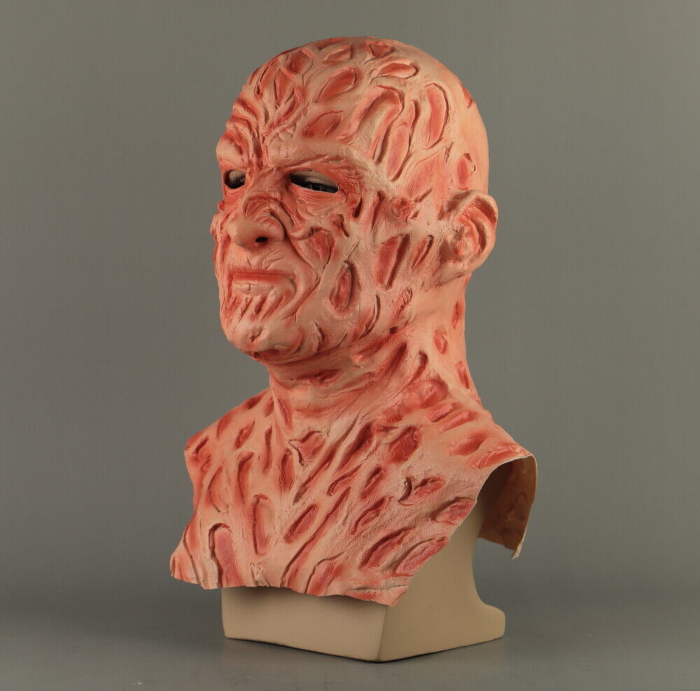 FREDDY KREUGER Latex MASK- Amazing Nightmare on Elm Street Burned Villian Halloween Costume, Adult Sized Spooky Effects, Horror Movie Outfit - Asylum Books
