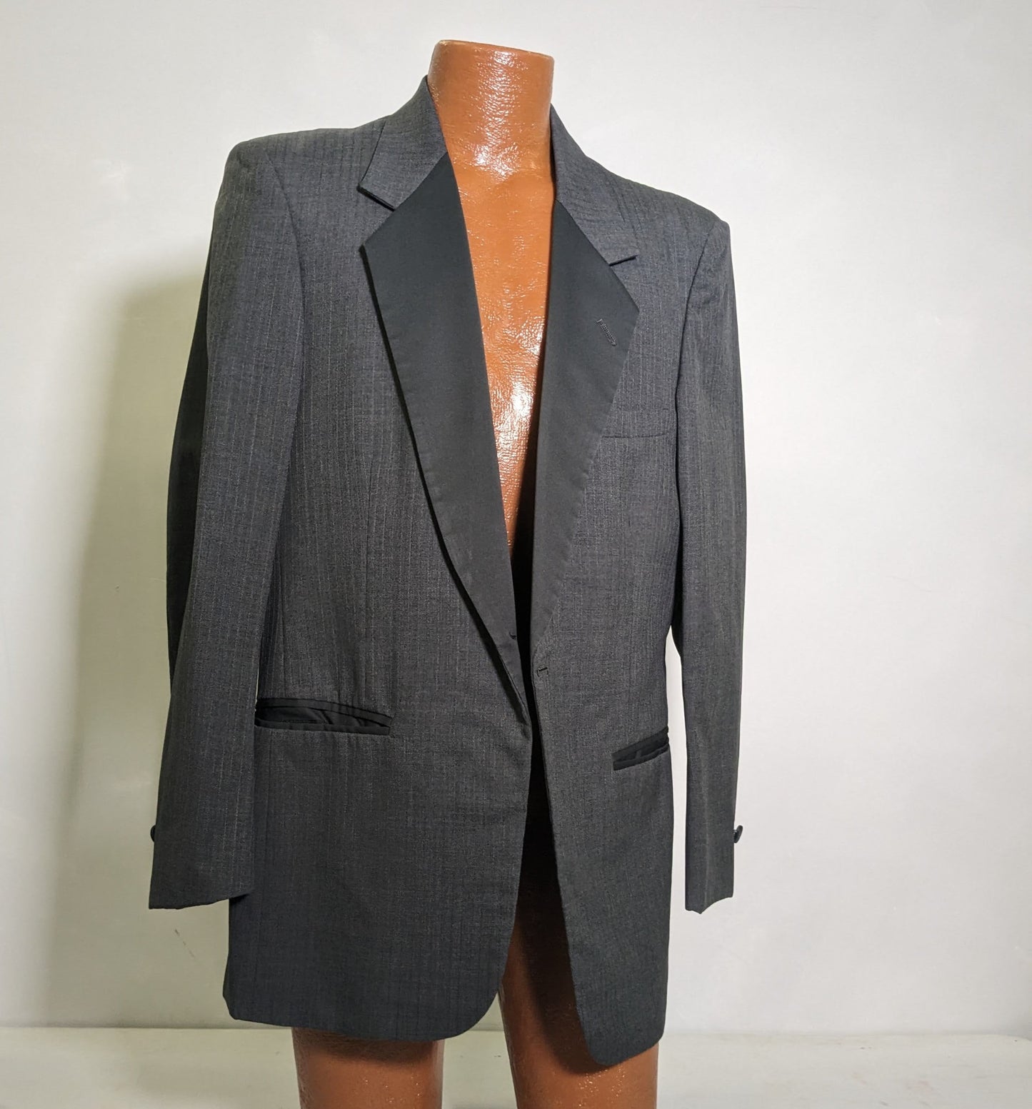 PIERRE CARDIN Vintage Tux Jacket - Gray Men's Designer Couture - One Button Light Pinstripe Tuxedo Jacket, Sizes 40R-50R, Amazing Condtion Rare Finds Gift - Asylum Books