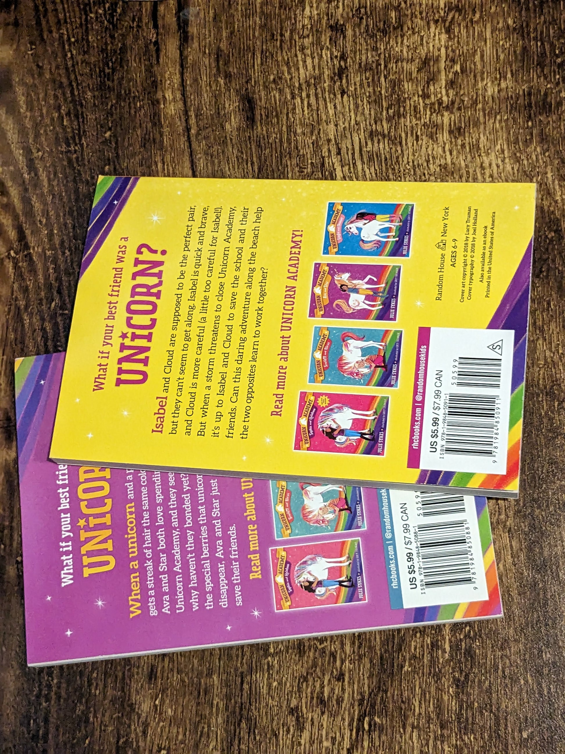 UNICORN ACADEMY COLLECTION - Lot of 4 Paperback Chapter Books with Box, Julie Sykes Bestselling Fantasy Fun Series Kids Book Retro Rainbow - Asylum Books