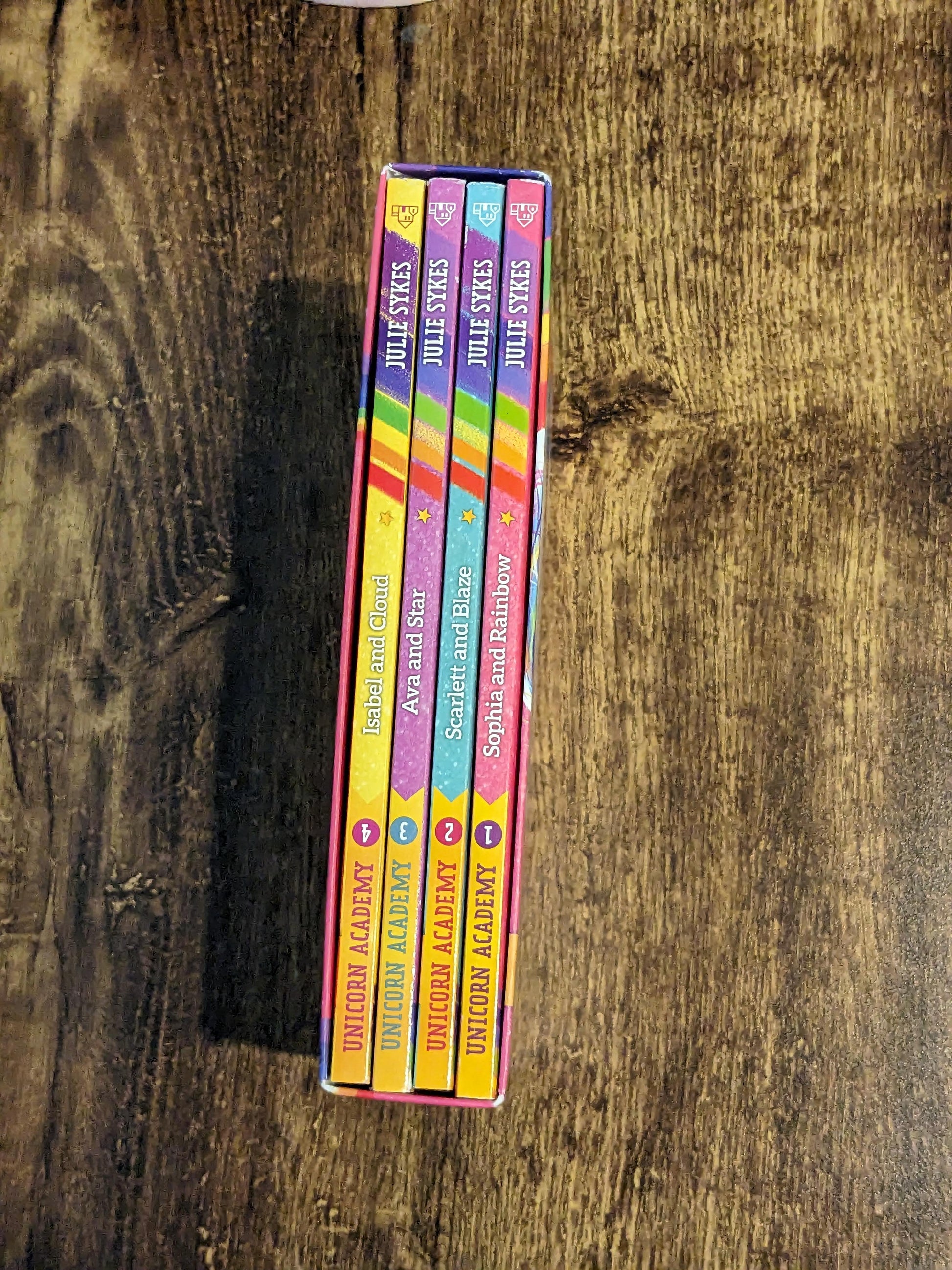 UNICORN ACADEMY COLLECTION - Lot of 4 Paperback Chapter Books with Box, Julie Sykes Bestselling Fantasy Fun Series Kids Book Retro Rainbow - Asylum Books