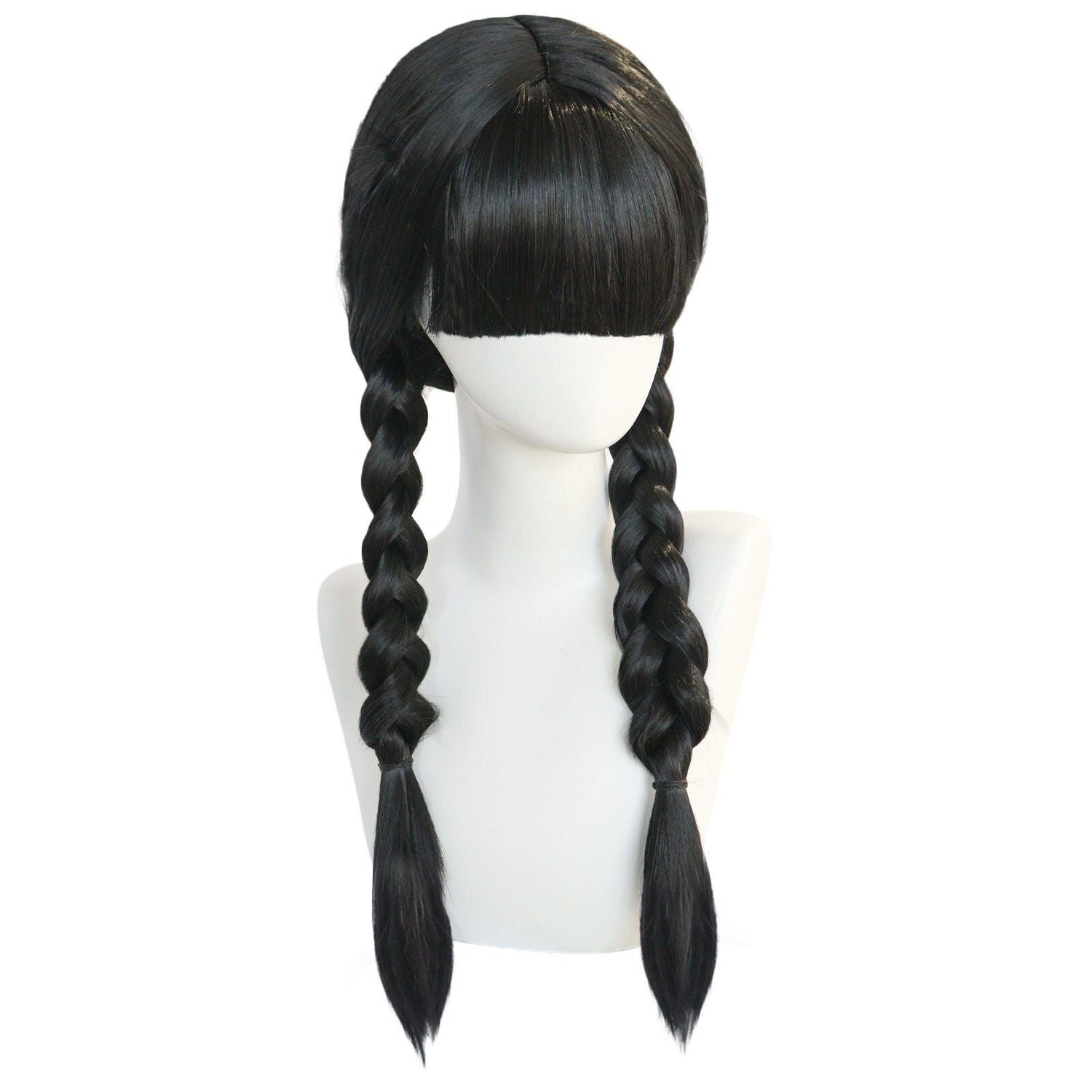 WEDNESDAY ADDAMS WIG Vintage Style Black Braids - Tim Burton Cosplay Wig Movie The Addams Family, Tim Burton Creepy Gothic Horror Vibes Halloween Costume - Asylum Books