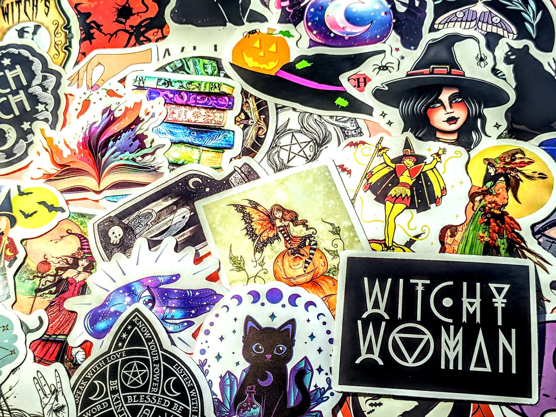 WITCH VIBES Sticker Set, Vintage Style Magical Artwork, Tarot, Astrology, Spells & More - Asylum Books