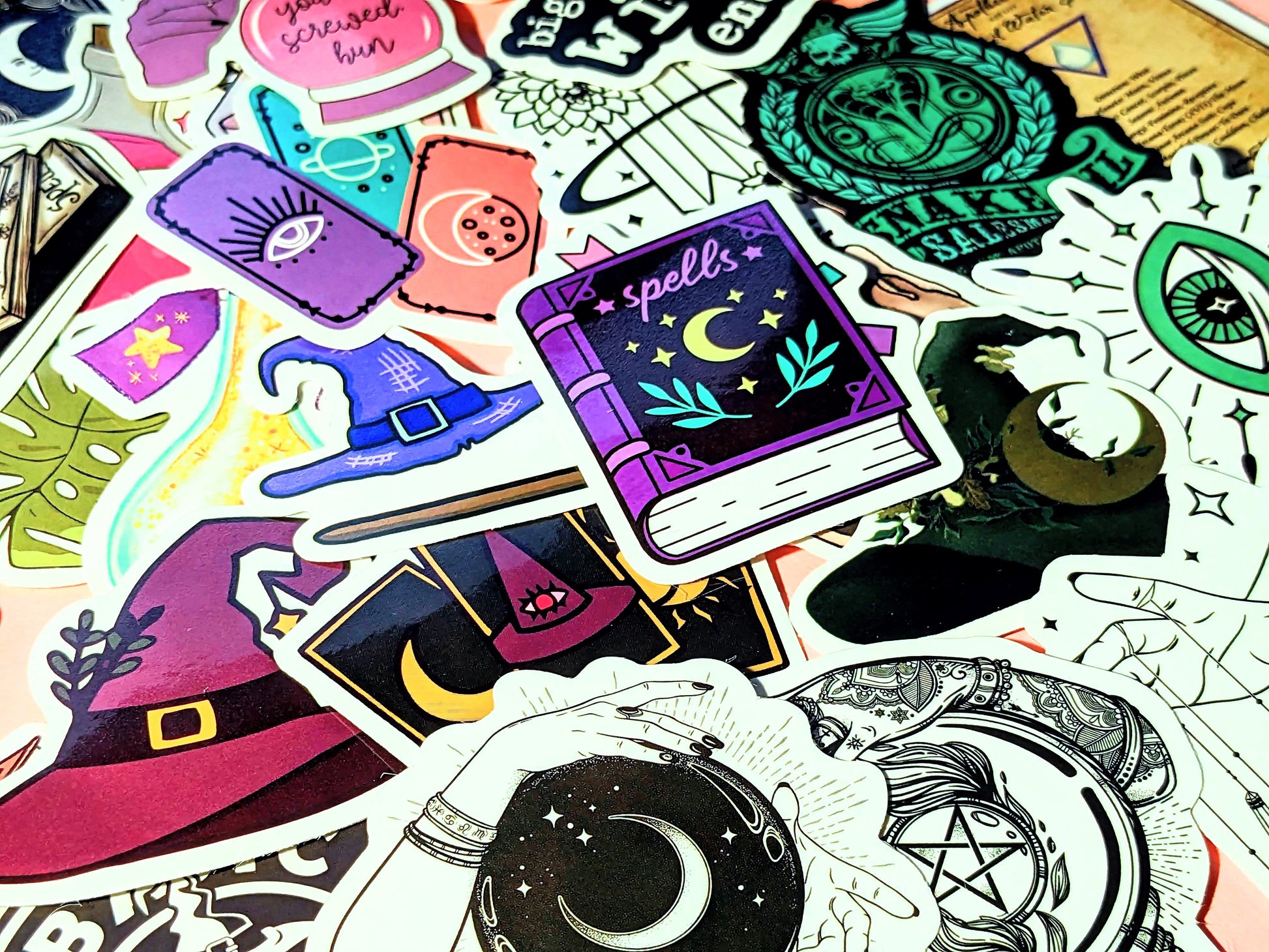 WITCH VIBES Sticker Set, Vintage Style Magical Artwork, Tarot, Astrology, Spells & More - Asylum Books