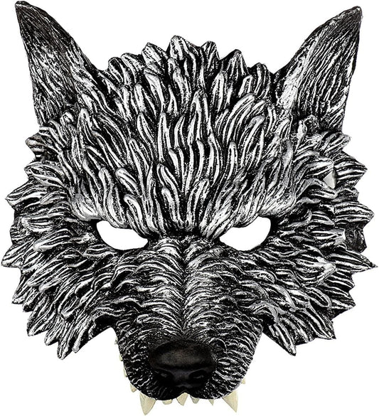 Wolf Mask - Cosplay Big Bad Creepy Scary Wolf Head Funny Halloween Mask Half Face Party Costume Prop - Asylum Books
